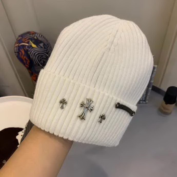 20冬季最新专柜款-ChromeHearts网红时尚博主推荐款皮标针织毛线帽，手感超柔软舒适的针织线帽，弹性极佳！时尚街头风，黑白时尚百搭色！