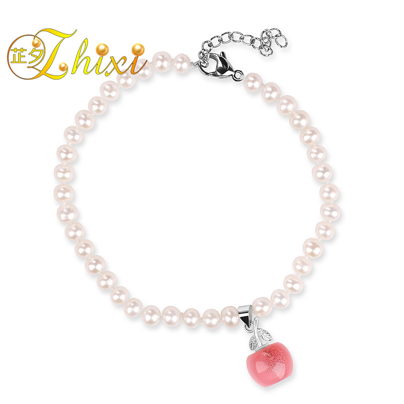 New design Natural Pearl Jewelry 5mm Cultured Freshwater Pearl White Ankle Bracelet for girl NYJL100