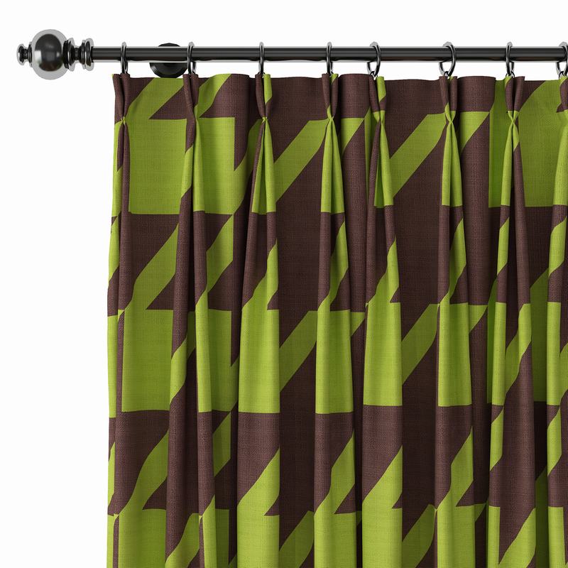 Abstract Print Polyester Linen Curtain Drapery with Privacy Blackout Thermal Lining BETTE