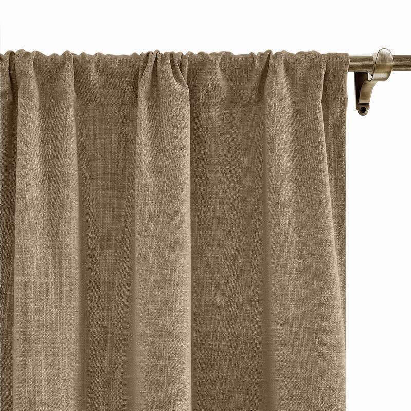 CUSTOM Liz Rust Brown Polyester Linen Curtain Drapery with Lined