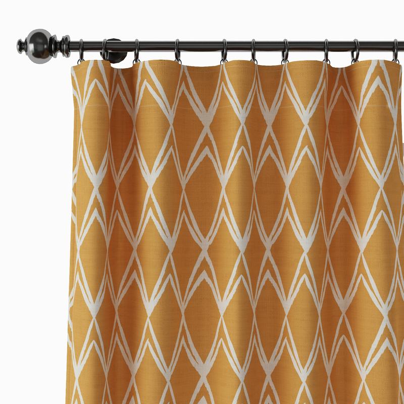 Geometric Print Polyester Linen Curtain Drapery JULIAN