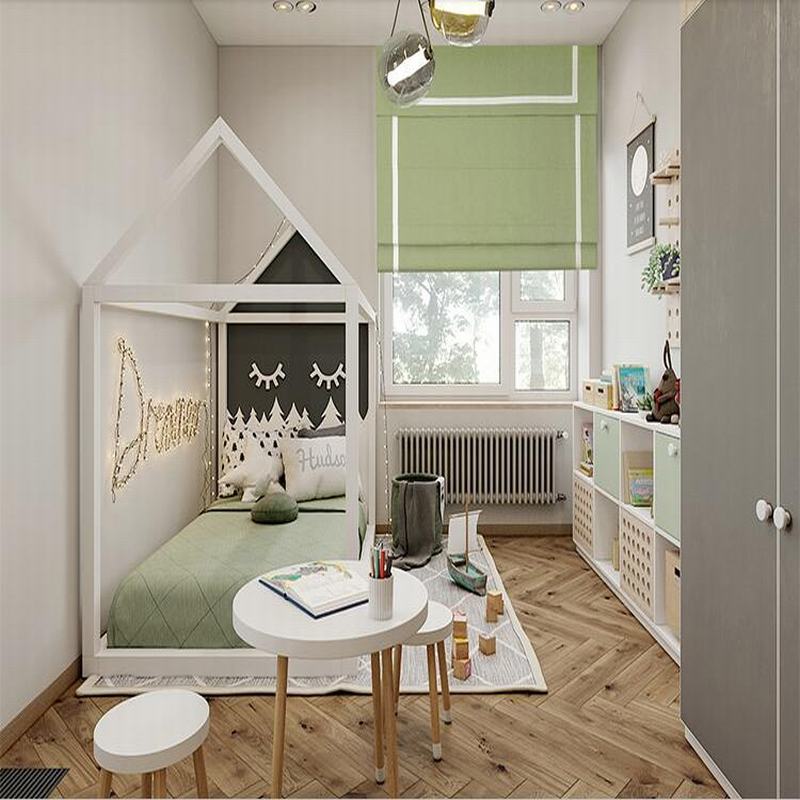 Stripe Print Polyester Roman Shade In Green