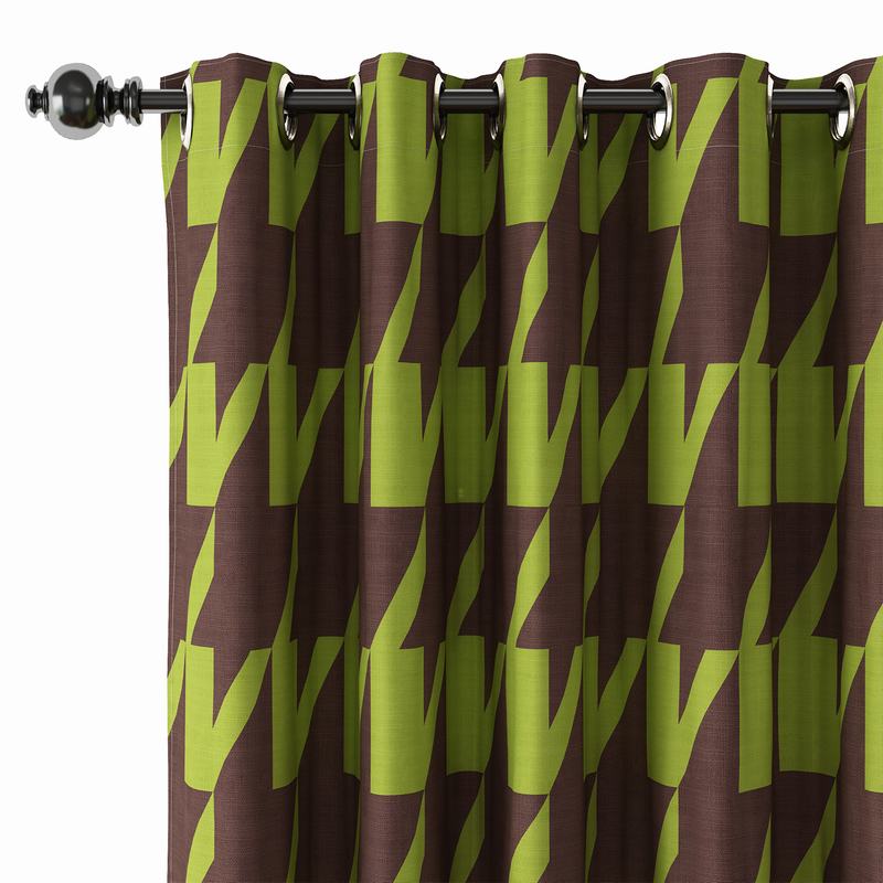 Abstract Print Polyester Linen Curtain Drapery with Privacy Blackout Thermal Lining BETTE