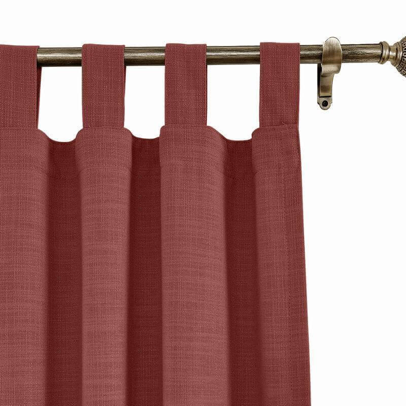 CUSTOM Liz Maroon Polyester Linen Curtain Drapery with Lined