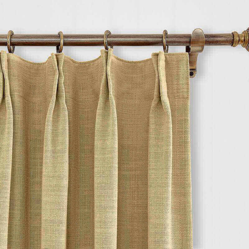 CUSTOM Liz Khaki Yellow Polyester Linen Window Curtain Drapery with Lined