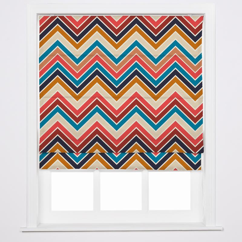 BARBARA Abstract Print Polyester Linen Roman Shade