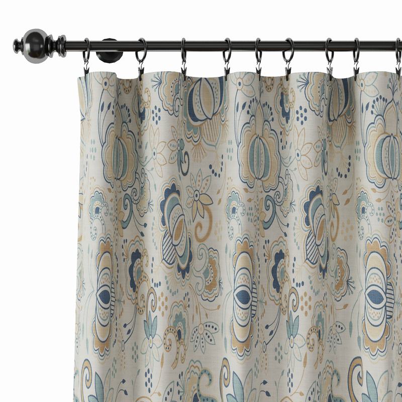 Paisleys Print Polyester Linen Curtain Drapery PALM