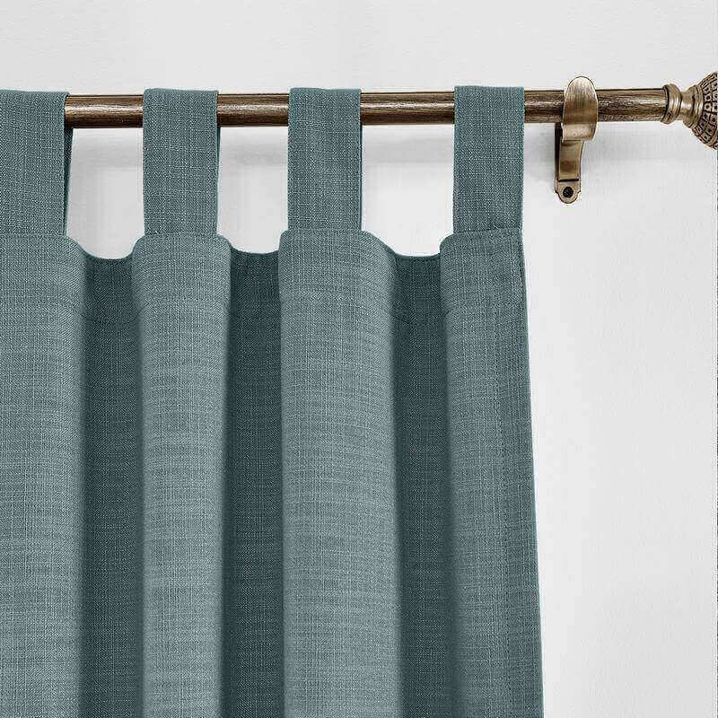 CUSTOM Liz Blue Grey Polyester Linen Window Curtain Drapery with Lined