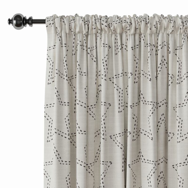Geometric Print Polyester Linen Curtain Drapery BAOBEI