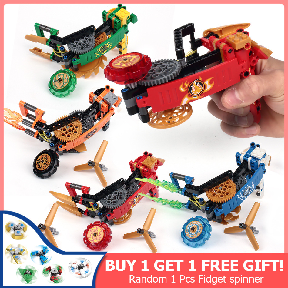 114pcs DIY Beyblade Launcher Building Blocks Compatible Legoingly Technic Part Spinning Top Educational Toys for children Boy