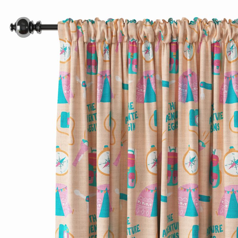 Kids Print Polyester Linen Curtain Drapery SILAS