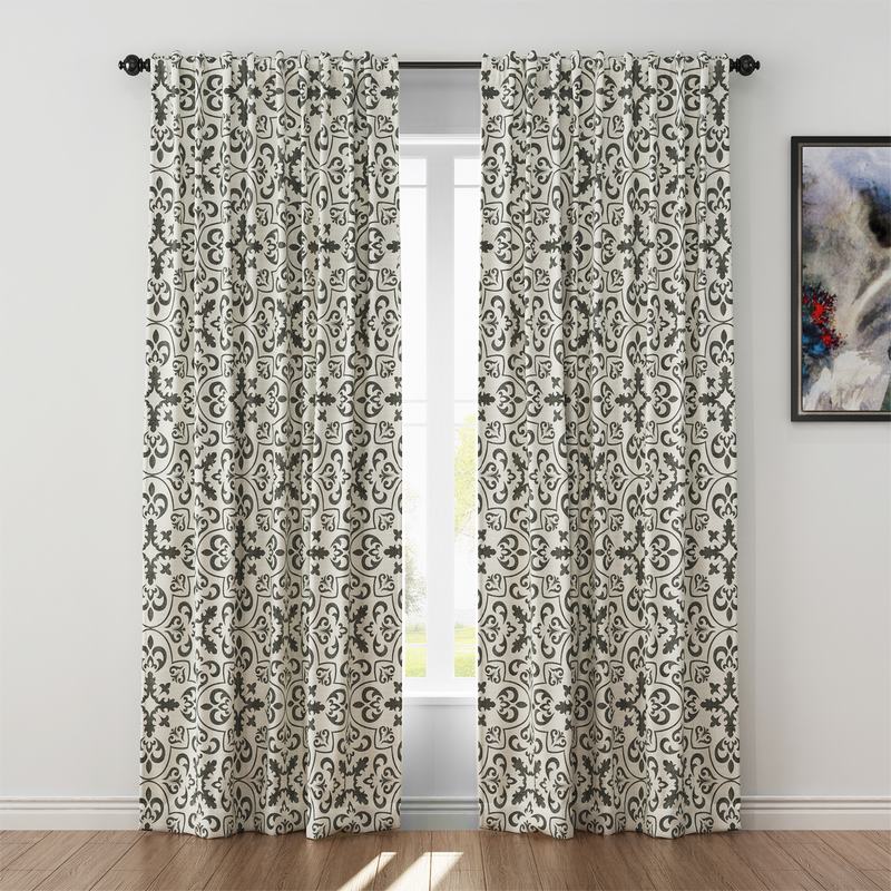 Geometric Print Polyester Linen Curtain Drapery MOBILIZATION