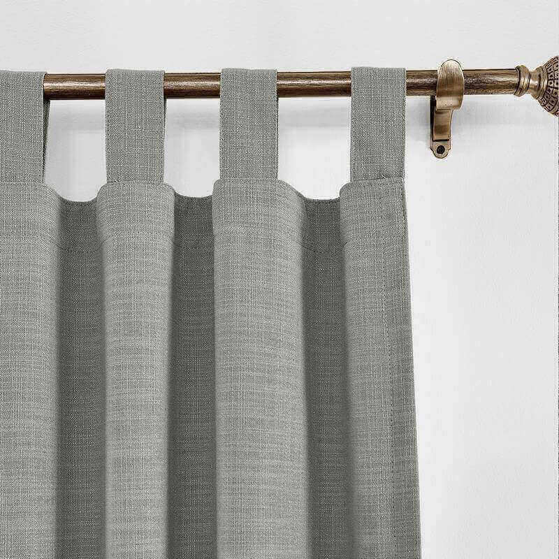CUSTOM Liz Rock Grey Polyester Linen Window Curtain Drapery with Lined