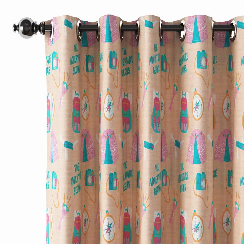 Kids Print Polyester Linen Curtain Drapery SILAS