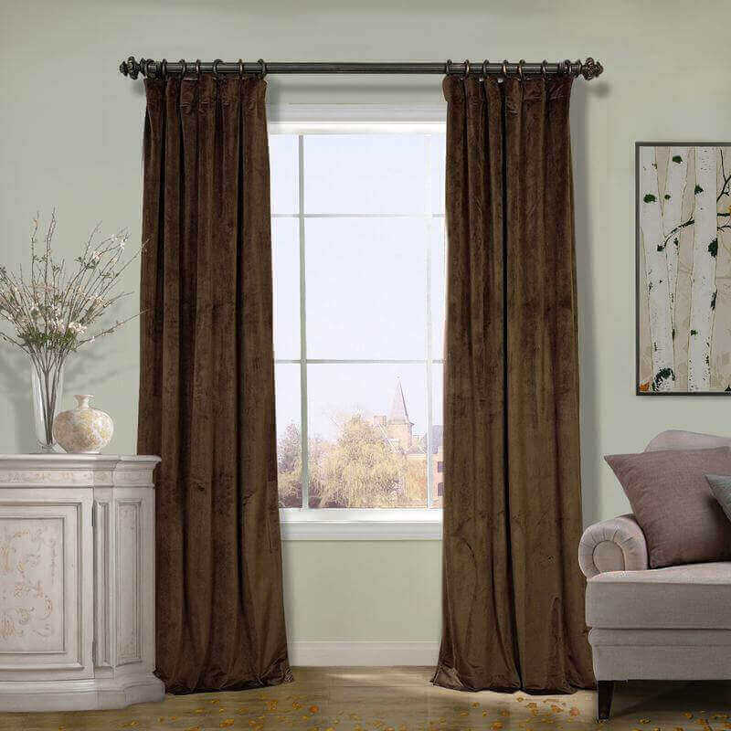 CUSTOM Birkin Java Velvet Curtain Drapery With Lining For Traverse Rod Pole or Track
