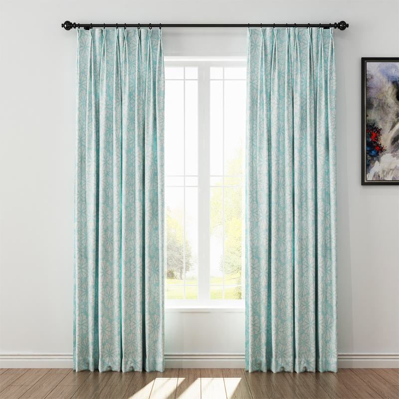 Geometric Print Polyester Linen Curtain Drapery CROWN