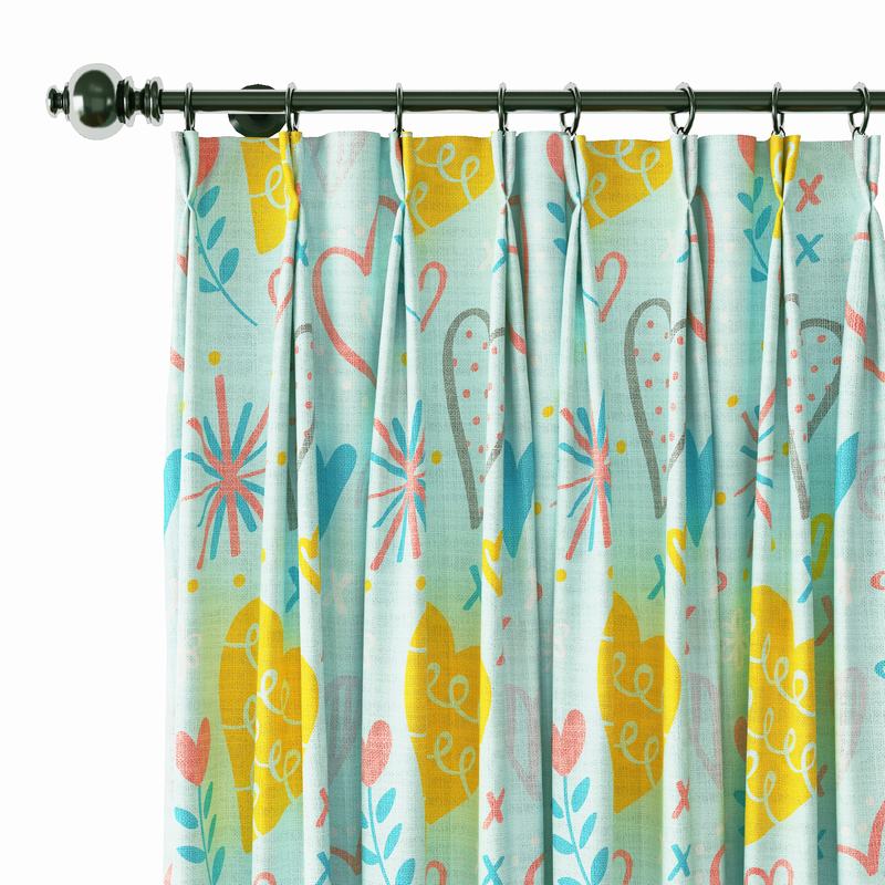 Kids Print Polyester Linen Curtain Drapery FINN