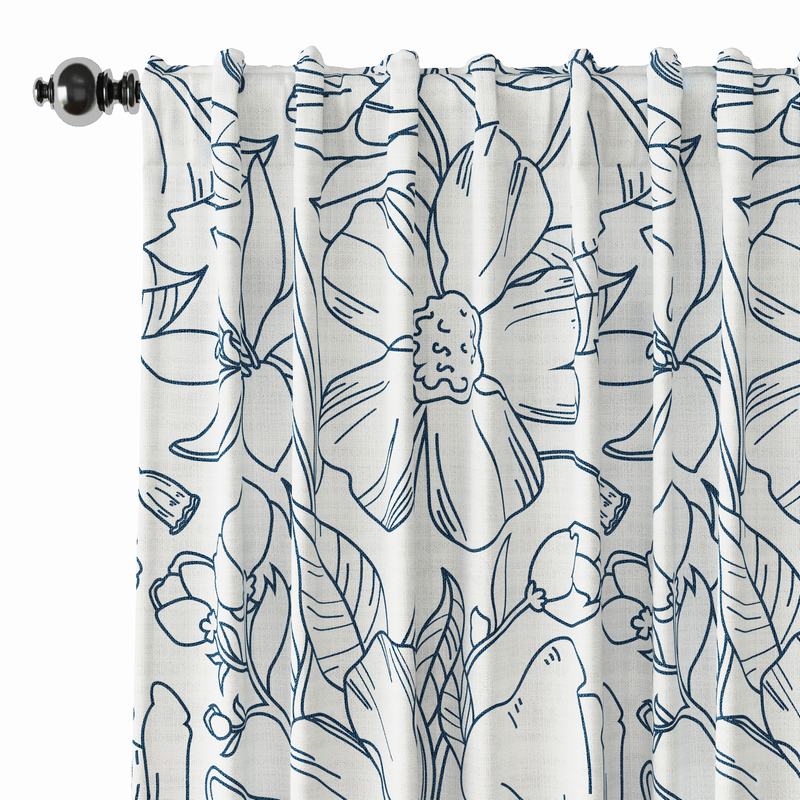 Floral Print Polyester Linen Curtain Drapery JACK