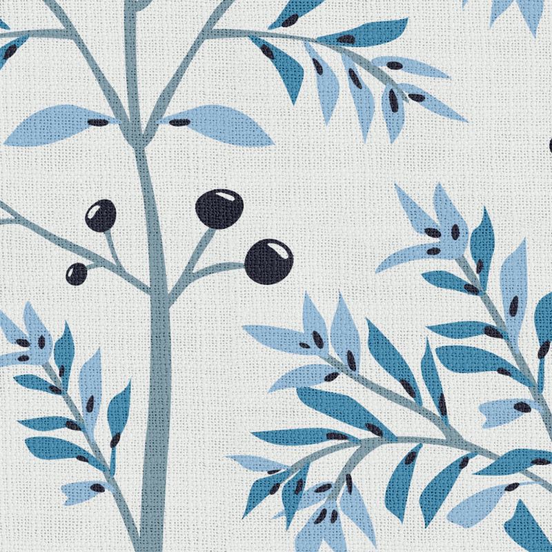 Floral Print Polyester Linen Curtain Drapery with Privacy Blackout Thermal Lining CASSANDRA