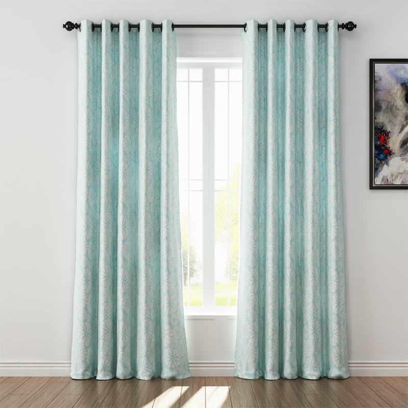 Geometric Print Polyester Linen Curtain Drapery CROWN