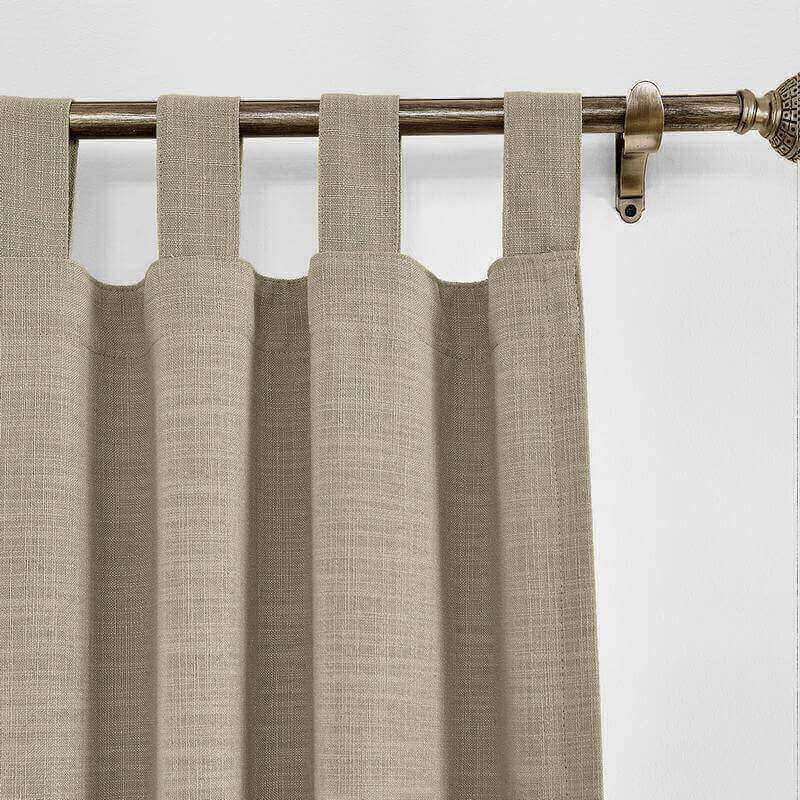 CUSTOM Liz Grey Beige Polyester Linen Window Curtain Drapery with Lined