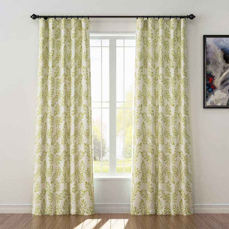 Nature Print Polyester Linen Curtain Drapery JASPER