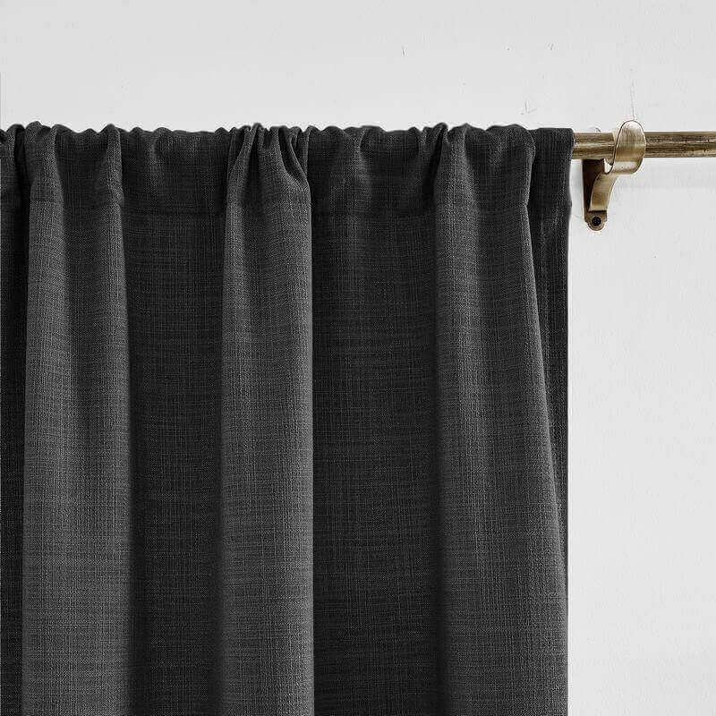CUSTOM Liz Black Polyester Linen Window Curtain Drapery with Lined