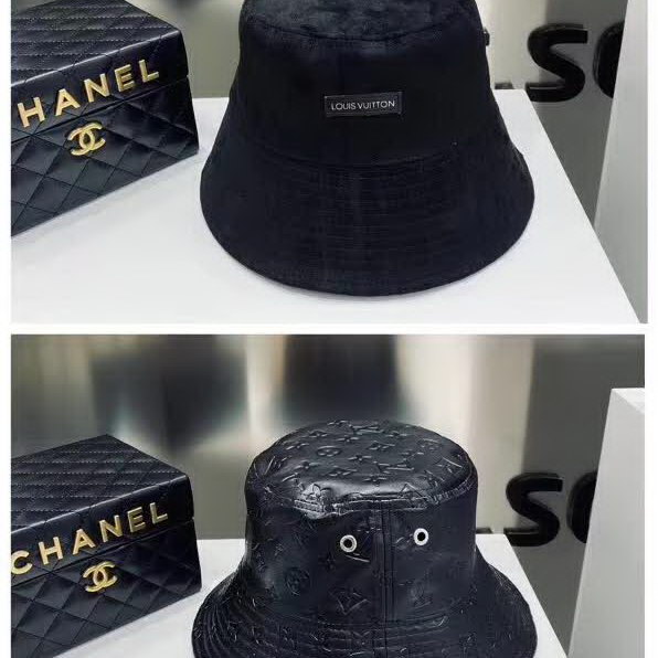 20冬季最新专柜款-路易威登LV新款麂皮绒拼皮绒双面压花皮革渔夫帽，超显质感