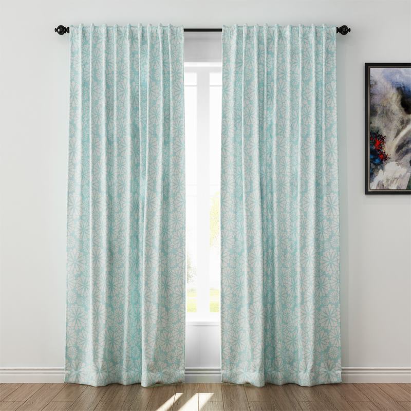 Geometric Print Polyester Linen Curtain Drapery CROWN