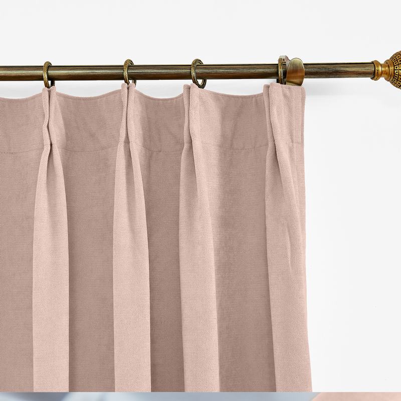 CUSTOM Kante Baby Pink Polyester Cotton Drapery With Lining Curtains