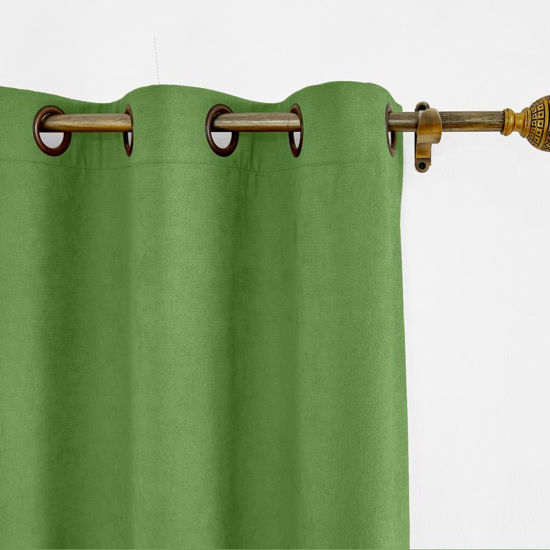 CUSTOM Kante Green Polyester Cotton Drapery With Lining Curtains