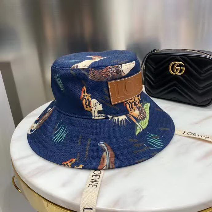 20冬季最新专柜款-罗意威LOEWE帆布印花渔夫帽，王源同款，超多明星同款 男女同款，超时尚单品