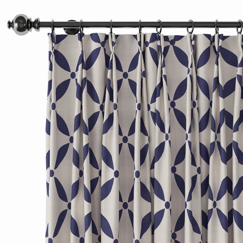 Abstract Print Polyester Linen Curtain Drapery with Privacy Blackout Thermal Lining BLANCHE