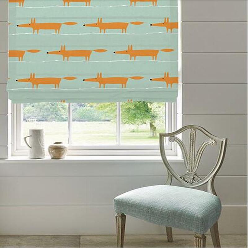 Print Polyester Roman Shade In Orange