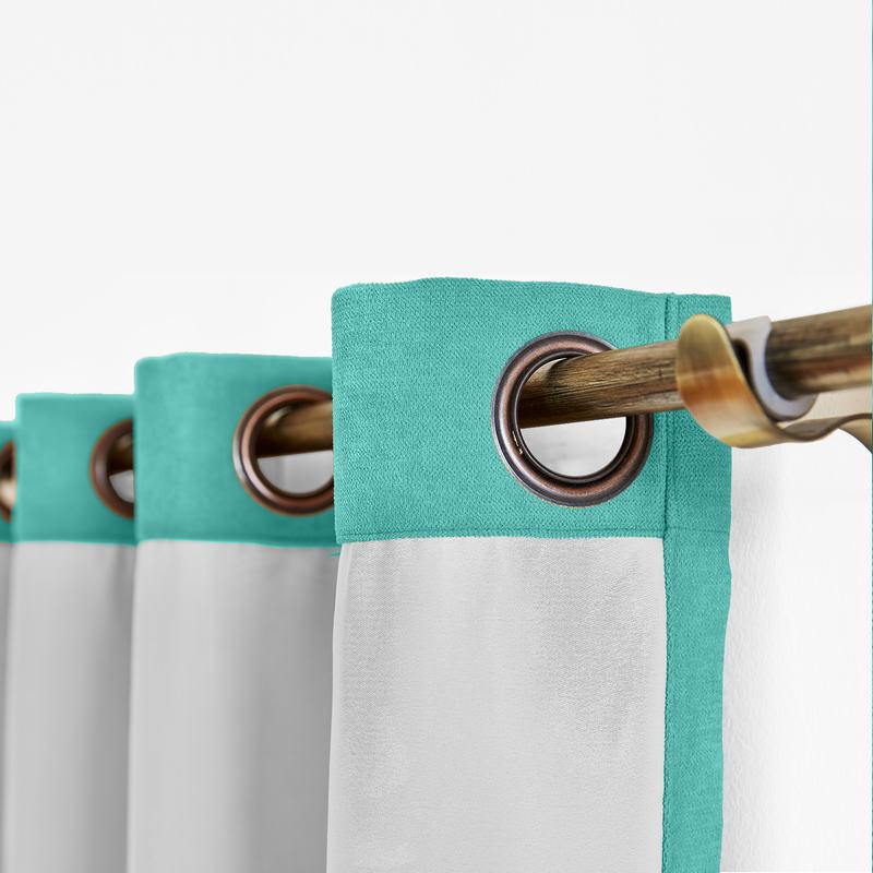 CUSTOM Kante Caribbean Green Polyester Cotton Drapery With Lining Curtains