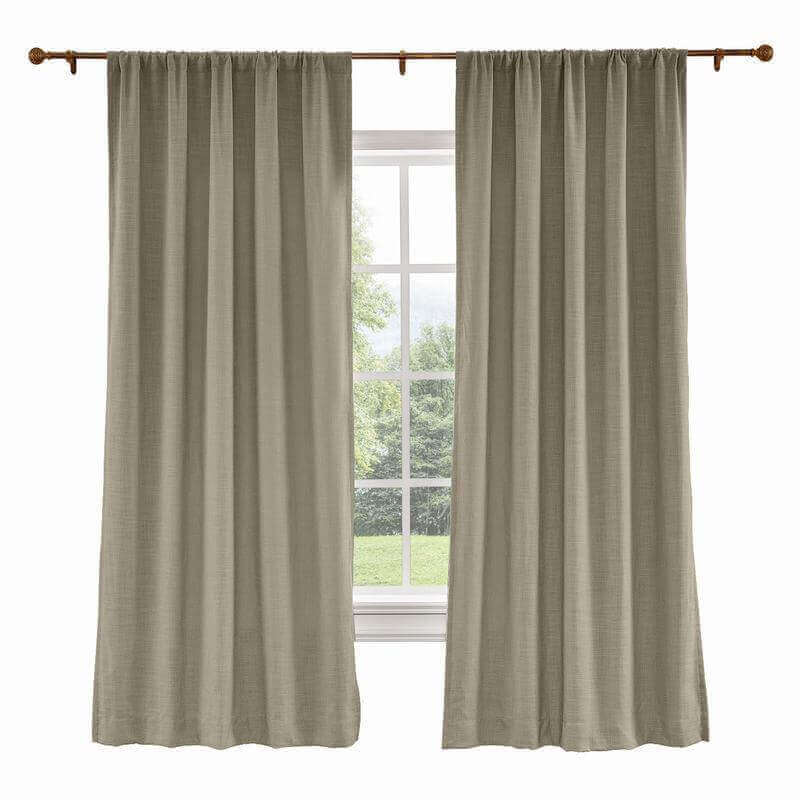 CUSTOM Liz Dim Gray Polyester Linen Curtain Drapery with Lined