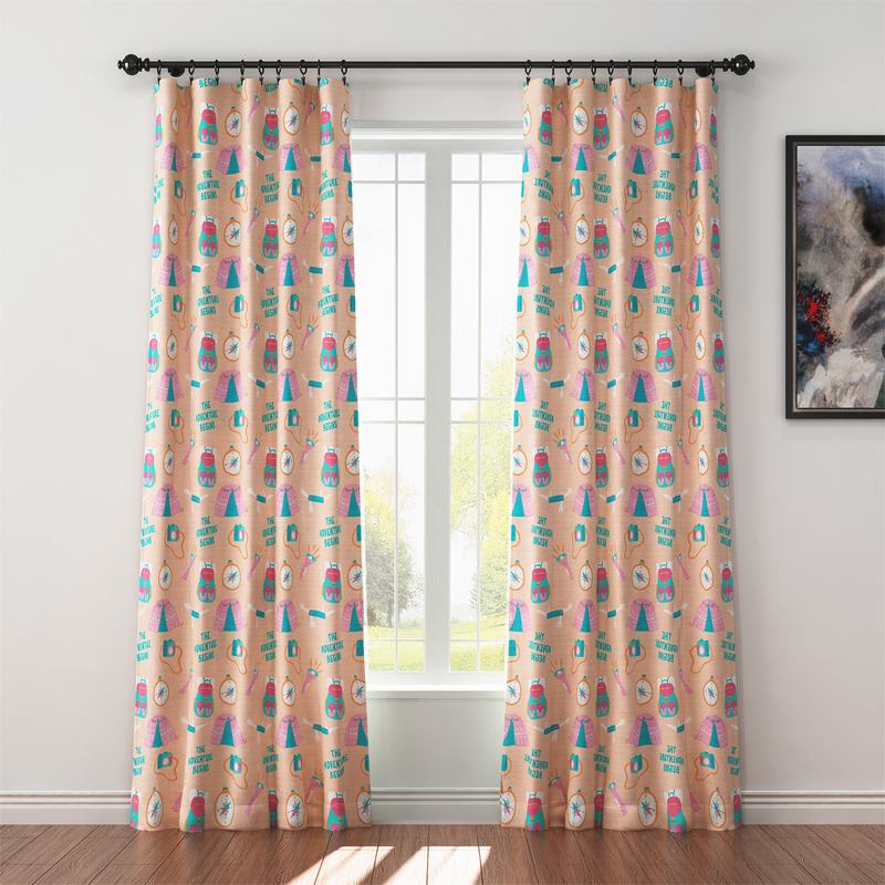 Kids Print Polyester Linen Curtain Drapery SILAS