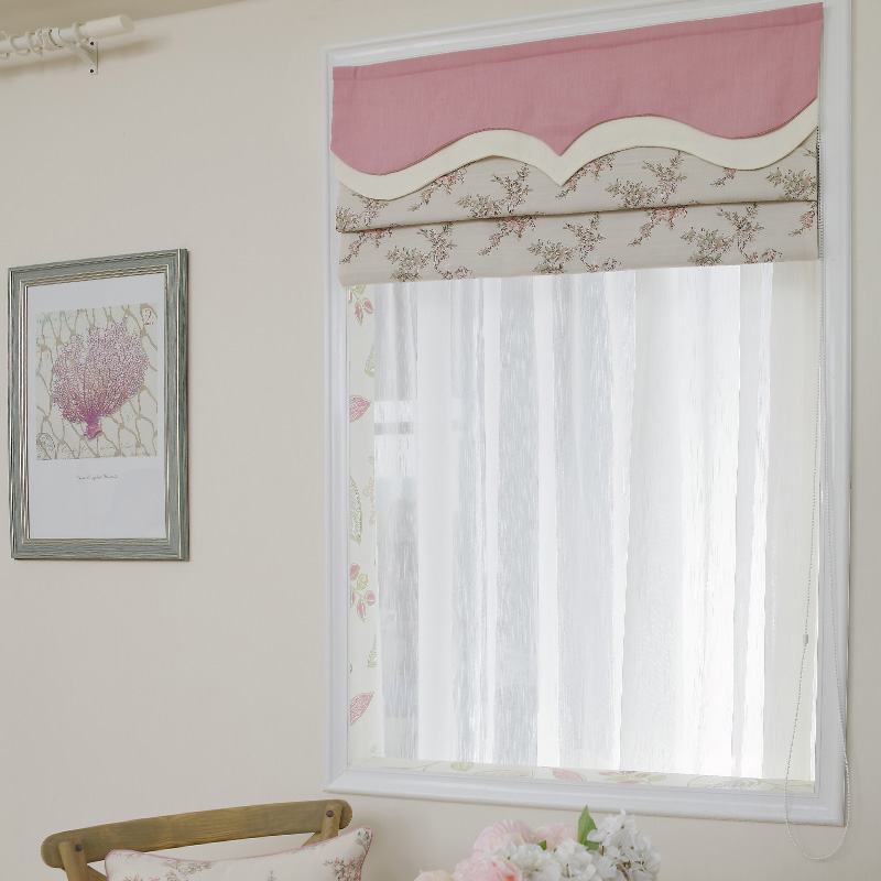 Print Polyester Roman Shade In Pink