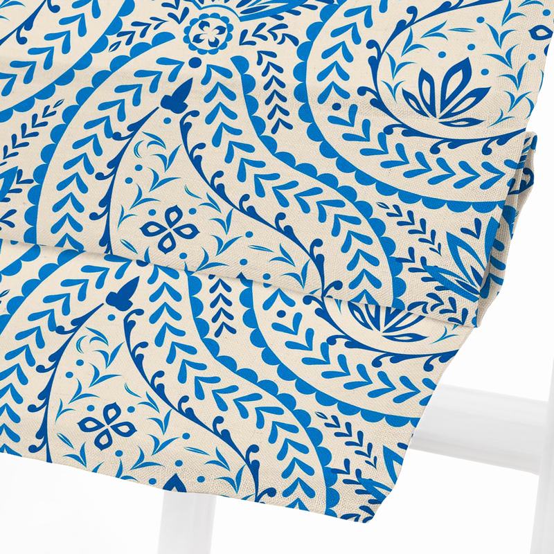 ARIEL Paisley Print Polyester Linen Roman Shade