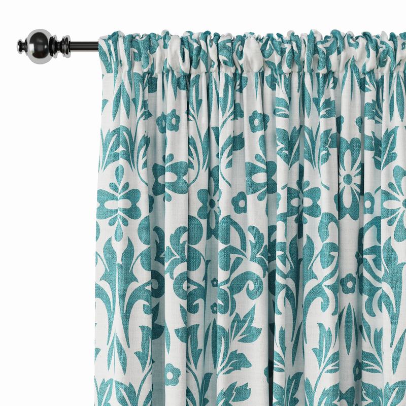 Nature Print Polyester Linen Curtain Drapery ARLO