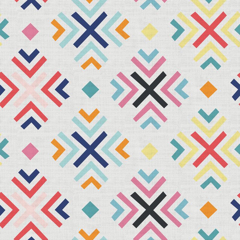 Geometric Print Polyester Linen Curtain Drapery ARAV