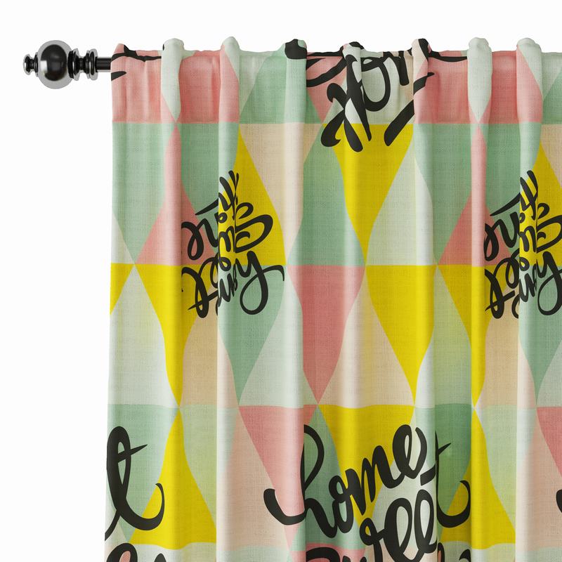 Abstract Print Polyester Linen Curtain Drapery MAISIE