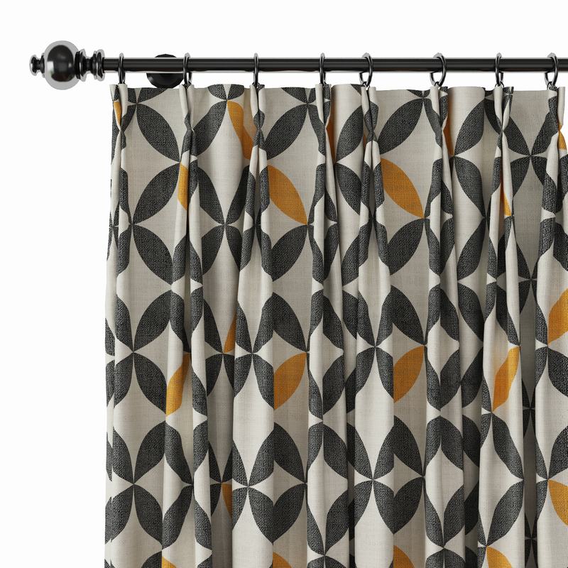 Geometric Print Polyester Linen Curtain Drapery SABRINA