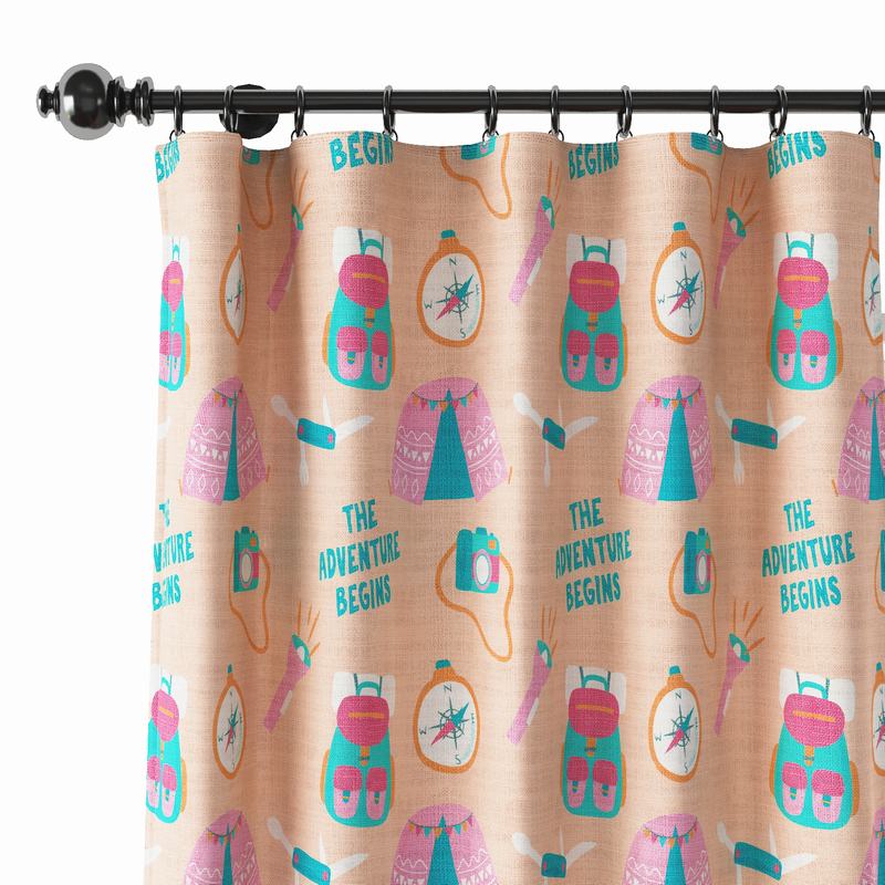 Kids Print Polyester Linen Curtain Drapery SILAS