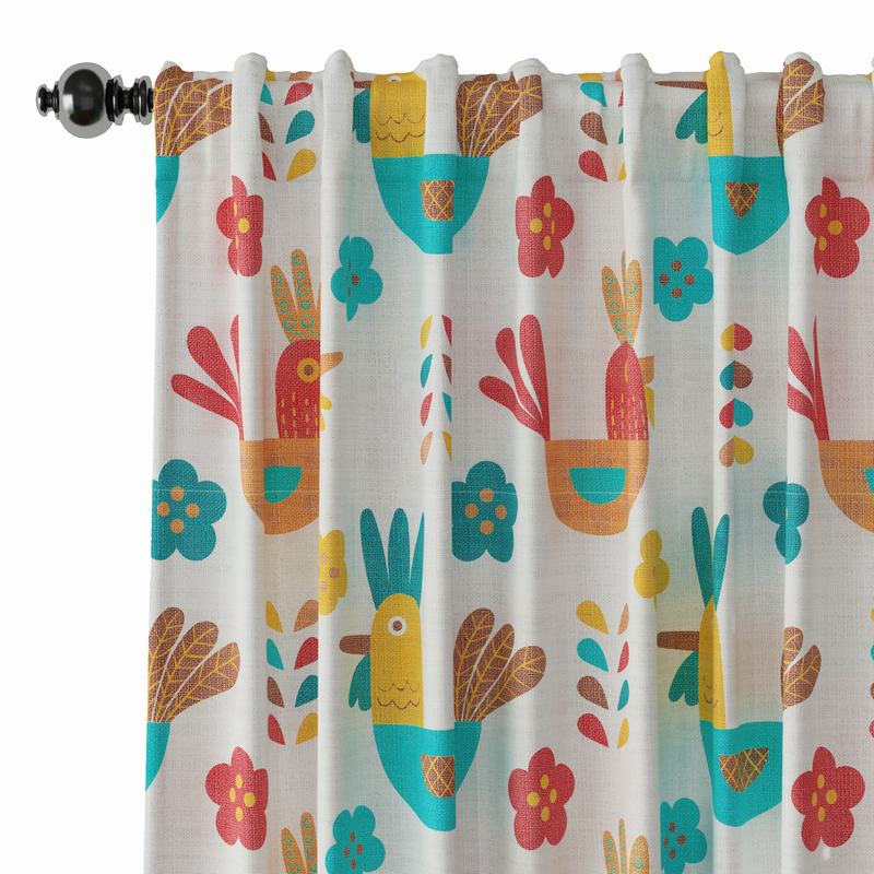 Animals Print Polyester Linen Curtain Drapery HARRY