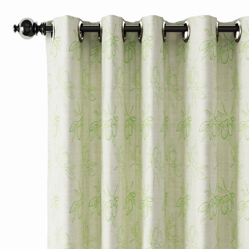 Nature Print Polyester Linen Curtain Drapery ATTICUS