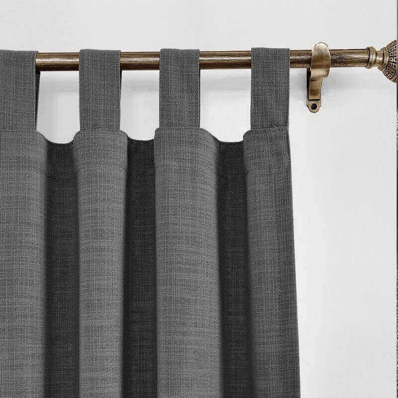 CUSTOM Liz Carbon Grey Polyester Linen Window Curtain Drapery with Lined