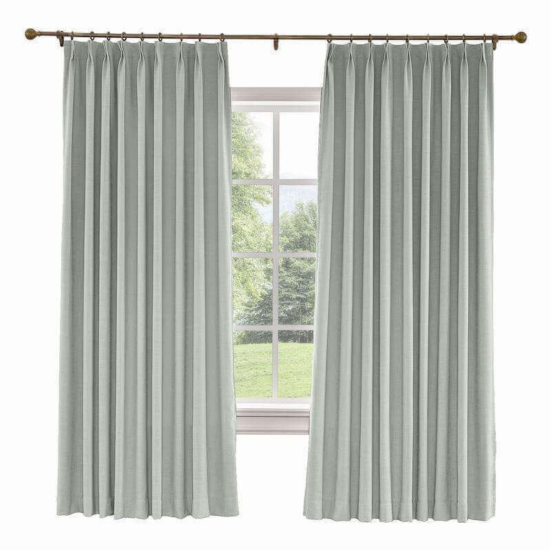 CUSTOM Liz Sand White Polyester Linen Curtain Drapery with Lined