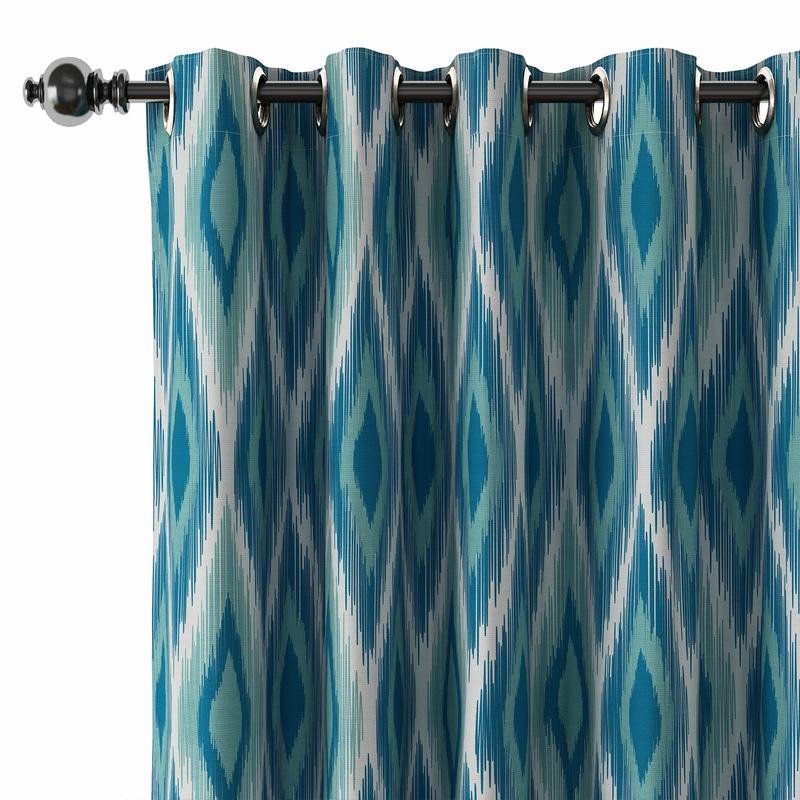 Geometric Print Polyester Linen Curtain Drapery with Privacy Blackout Thermal Lining CLIFF