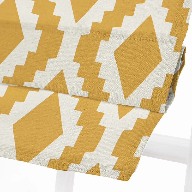 JULIAN Geometric Print Polyester Linen Room Darkening Roman Shade